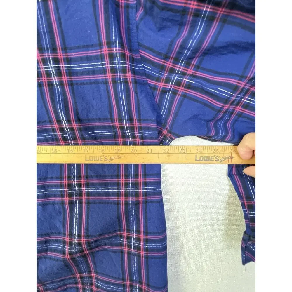 VIctoria's Secret Sleep Shirt Women's XL Blue Plaid Button Front Pajama Top